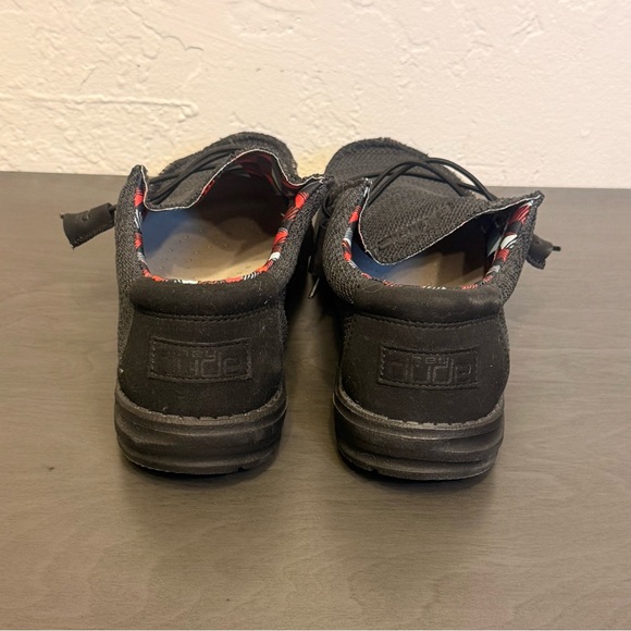 Hey Dude Wally Sox Shoes Mens Size 8 Jet Black Knit Slip On Casual Comfort - Picture 4 of 7